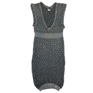 Emilio Cavallini Dress Womens Small Medium Bodycon Italy Deep V Neck Wiggle